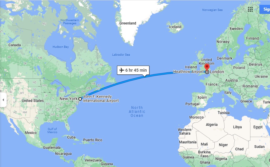 distance from New York to London